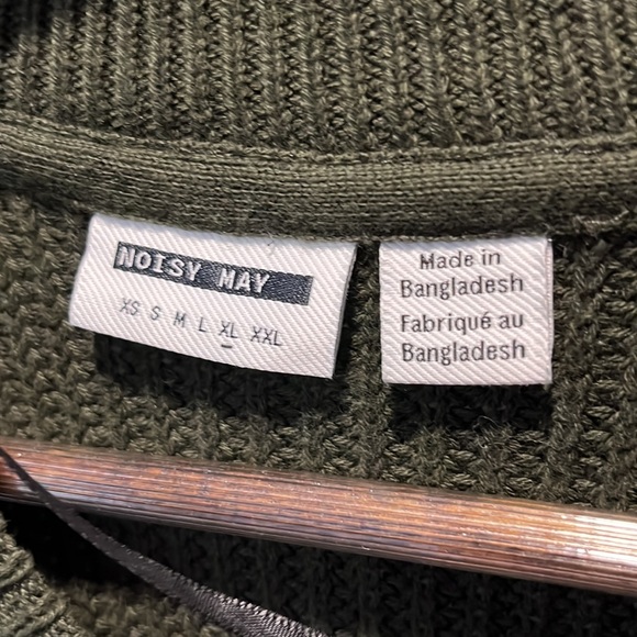 Noisy May Military Green Knit Sleeveless Sweater Dress Size XL - Picture 3 of 3